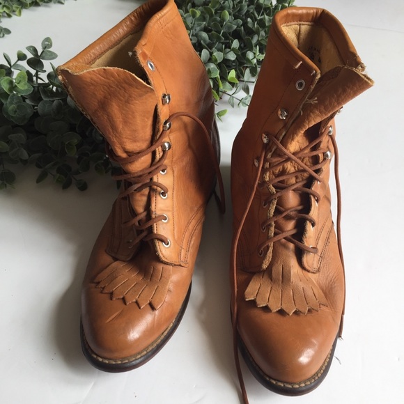 Laredo Shoes - Vintage Lace Up Boots Boho Western Brown Laredo